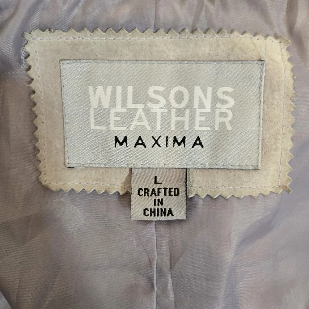 Wilson Leather Maxima Cream And Gray Jacket Suede with Faux Fur Festival